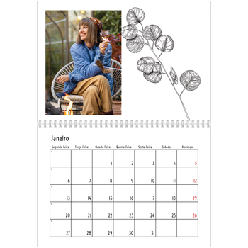 Calendário fotográfico duplo A4 — Desenhos de flores