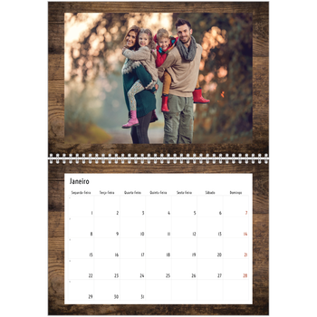 Calendário fotográfico duplo A4 — Madeira