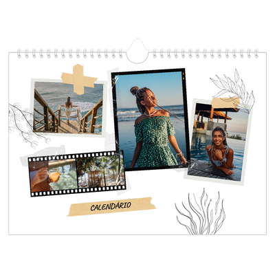 Calendário A4 horizontal — Estilo de álbum de recortes [capa]