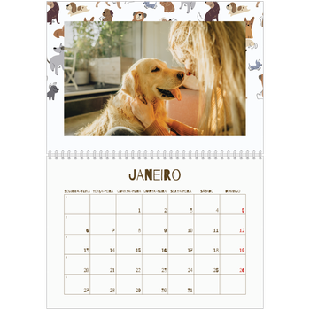 Calendário fotográfico duplo A4 — Cãozinho brincalhão