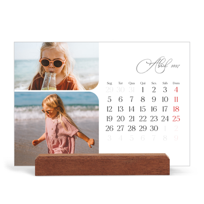 Calendário de mesa com suporte em madeira - horizontal  — Fotos e escrita [Abril]