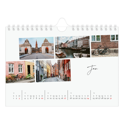 Calendário A5 horizontal — Férias na cidade [Janeiro]