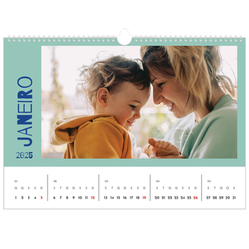 Calendário fotográfico horizontal A3 — Divertido e colorido