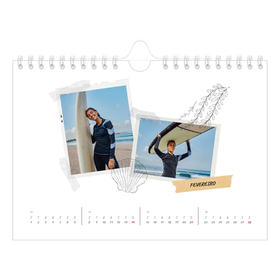 Calendário A5 horizontal — Estilo de álbum de recortes [Fevereiro]