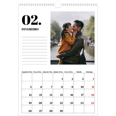 Calendário A3 — Serif e momentos [Fevereiro]
