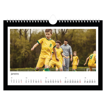 Calendário de Fotografias A4 Paisagem — Moldura preta
