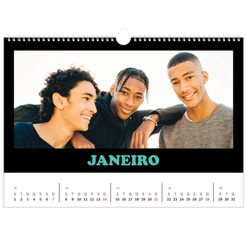 Calendário fotográfico horizontal A3 — Tipo divertido