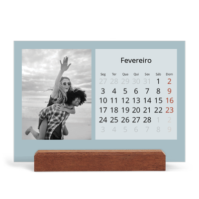 Calendário de mesa com suporte em madeira - horizontal  — Neo Scandi [Fevereiro]
