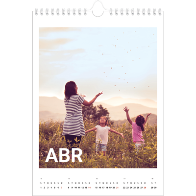 Calendário fotográfico A4 — Mês grande [Abril]