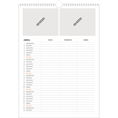 Agenda familiar A3 — Desenhe o seu próprio produto - Família de 3 [Abril]