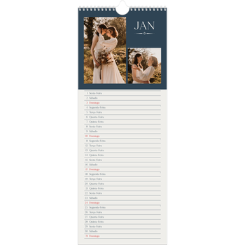 Calendário fino (15 x 40 cm) — Ardósia e serifas