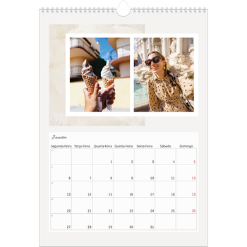 Calendário fotográfico A3 — Tons mudos