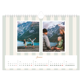 Calendário de Fotografias A4 Paisagem — Escrita e riscas