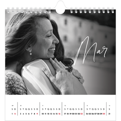 Calendário quadrado — Escrita elegante [Março]