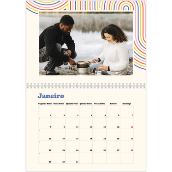 Calendário fotográfico duplo A4 — Linhas retro