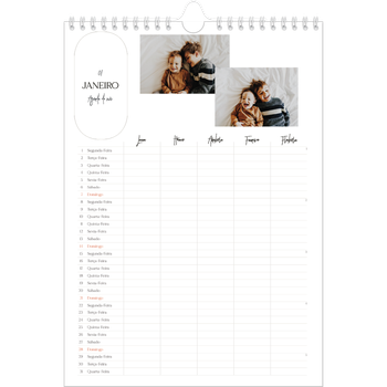 Calendário fotográfico A4 — Planificador de planos - Família de 5