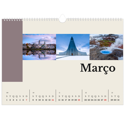 Calendário A3 Horizontal — Vistas do mundo [Março]