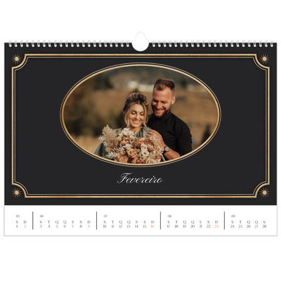 Calendário A3 Horizontal — Clássico vintage [Fevereiro]