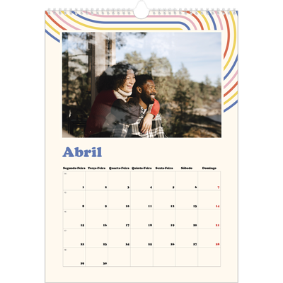 Calendário A3 — Linhas retro [Abril]