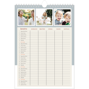 Calendário fotográfico A4 — Molduras em tons de terra Planner - Família de 5
