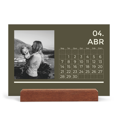 Calendário de mesa com suporte em madeira - horizontal  — Contemporâneo arrojado [Abril]