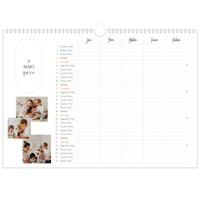 Calendário de família horizontal A3 — Planificador de planos - Família de 5 [capa]