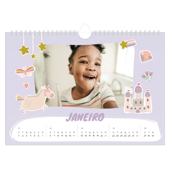 Calendário de Fotografias A4 Paisagem — Unicórnio arco-íris