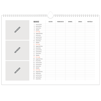 Calendário de família horizontal A3 — Desenhe o seu próprio produto - Família de 5 [capa]