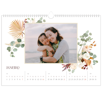Calendário fotográfico horizontal A3 — Boho