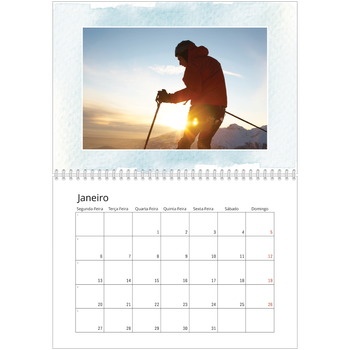 Calendário fotográfico duplo A4 — Fundos de aquarela