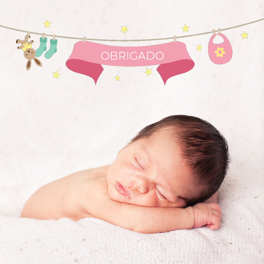 Cartões de agradecimento — Roupas de bebé cor-de-rosa
