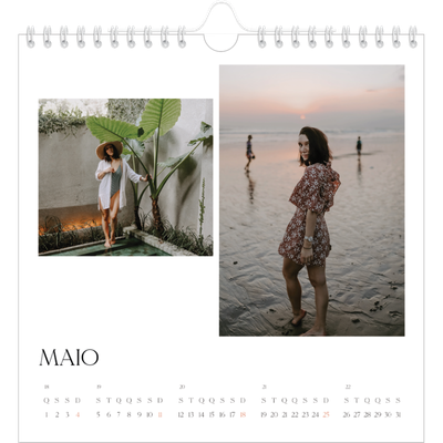 Calendário quadrado — Pôr do sol surfista [capa]