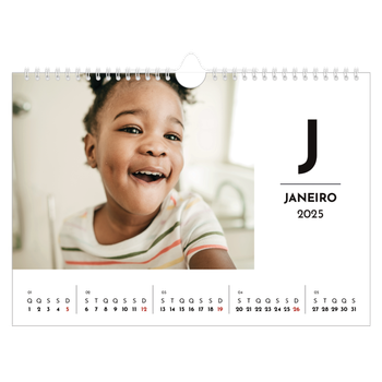 Calendário de Fotografias A4 Paisagem — Destaque da letra