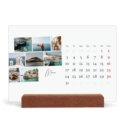 Calendário de mesa com suporte em madeira - horizontal  — Férias na cidade [capa]