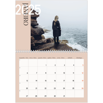 Calendário fotográfico duplo A4 — Texto sobreposto