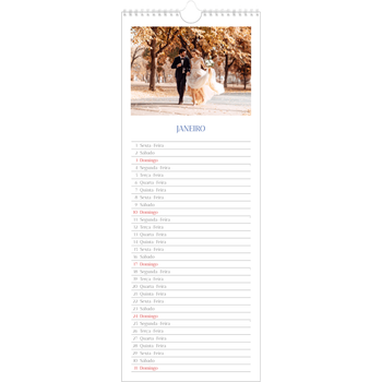 Calendário fino (15 x 40 cm) — Clássico cobalto