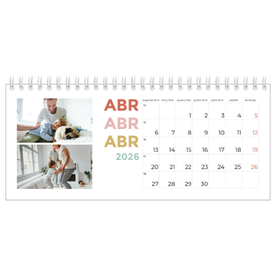 Calendários de mesa — Tipo de letra colorida [Abril]