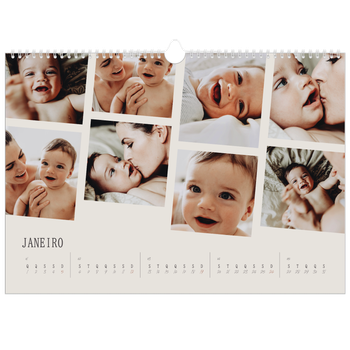 Calendário fotográfico horizontal A3 — Memórias em movimento
