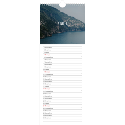 Calendário fino  — Escapadinha infinita [Abril]
