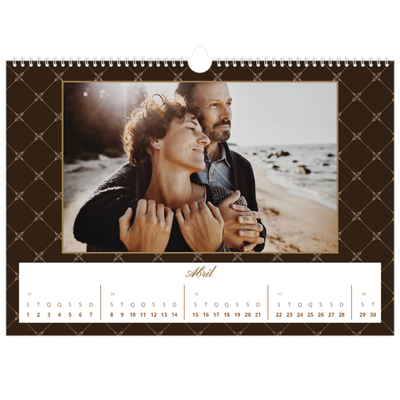 Calendário A3 Horizontal — Vintage monocromático [Abril]