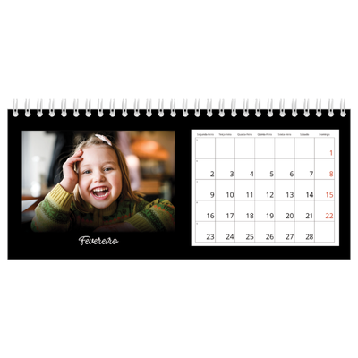 Calendários de mesa — Preto mínimo [Fevereiro]