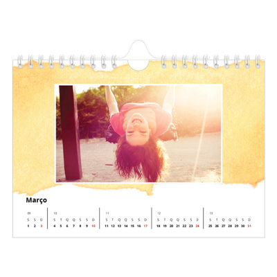 Calendário A5 horizontal — Fundos de aquarela [Março]