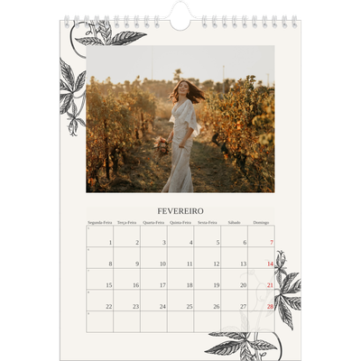 Calendário fotográfico A4 — Tinta e hera [Fevereiro]