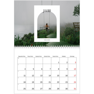 Calendário A4 duplo — O arco aberto [Janeiro]