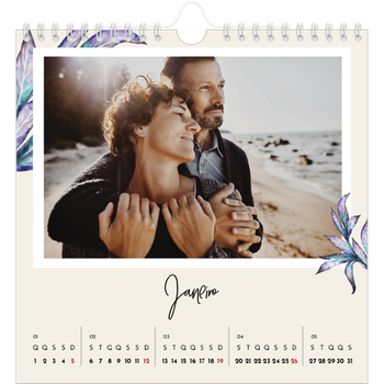 Calendário fotográfico quadrado — Flores pintadas
