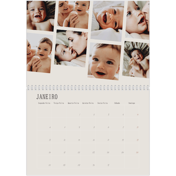 Calendário fotográfico duplo A4 — Memórias em movimento