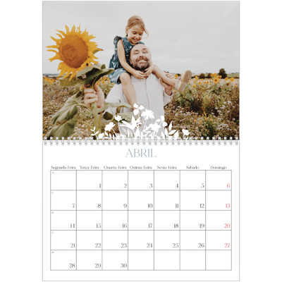 Calendário A4 duplo — Motivo floral [Abril]