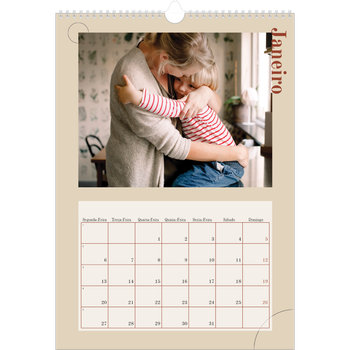 Calendário fotográfico A3 — Texto assimétrico