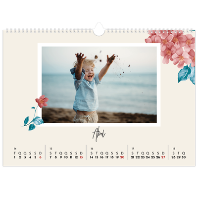 Calendário A3 Horizontal — Flores pintadas [Abril]