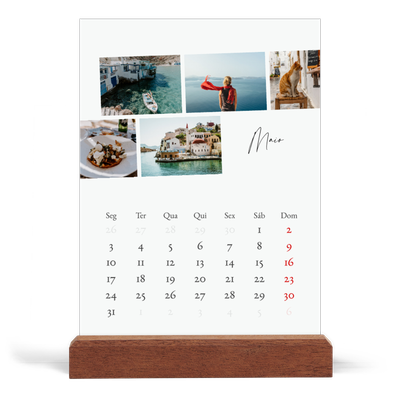 Calendário de mesa com suporte em madeira - vertical  — Férias na cidade [capa]